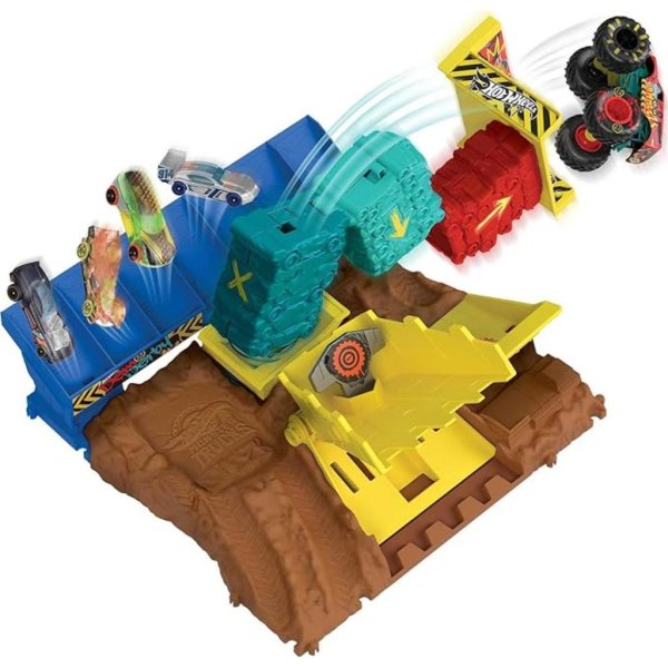 hot wheels monster trucks arena smashers demo derby car jump challenge playset2