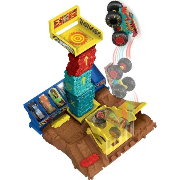hot wheels monster trucks arena smashers demo derby car jump challenge playset3