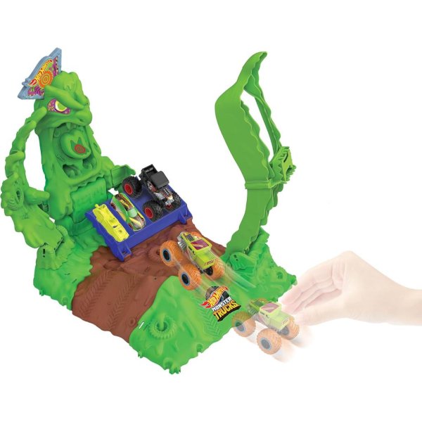 hot wheels monster trucks arena smashers glow in the dark gunkster playset2