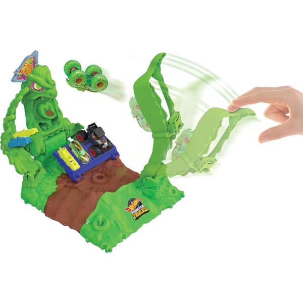 hot wheels monster trucks arena smashers glow in the dark gunkster playset3