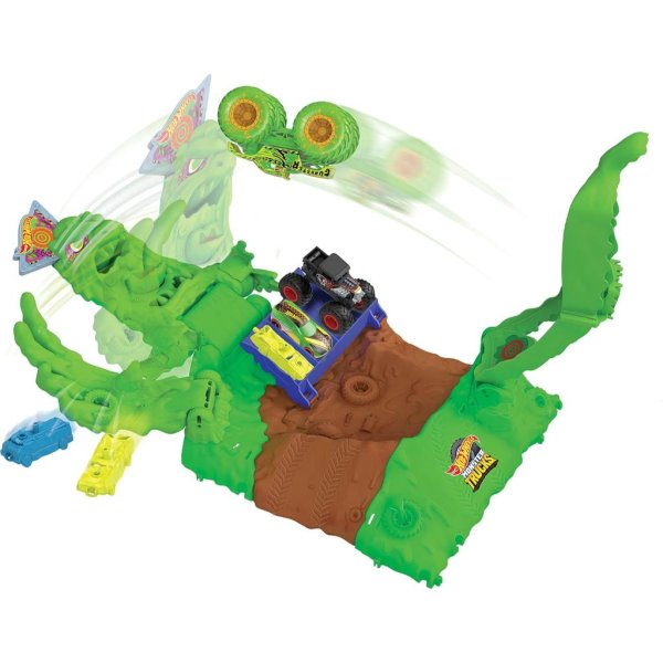 hot wheels monster trucks arena smashers glow in the dark gunkster playset4