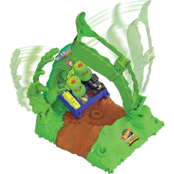 hot wheels monster trucks arena smashers glow in the dark gunkster playset5