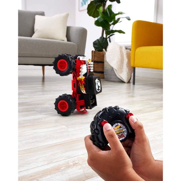 hot wheels rc monster trucks 1 15 scale bone shaker, 1 remote control toy truck with terrain action tires1
