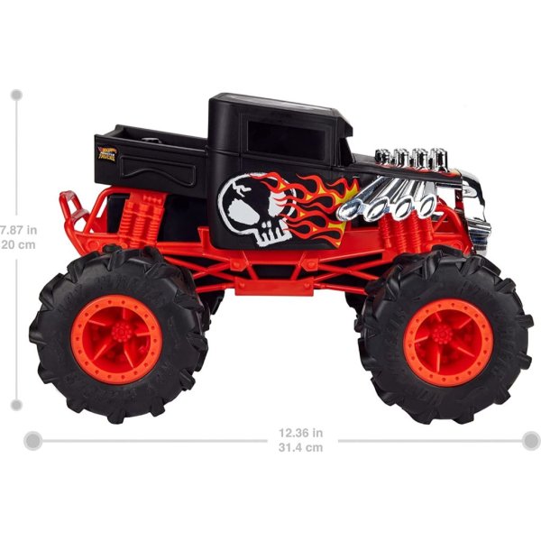 hot wheels rc monster trucks 1 15 scale bone shaker, 1 remote control toy truck with terrain action tires2