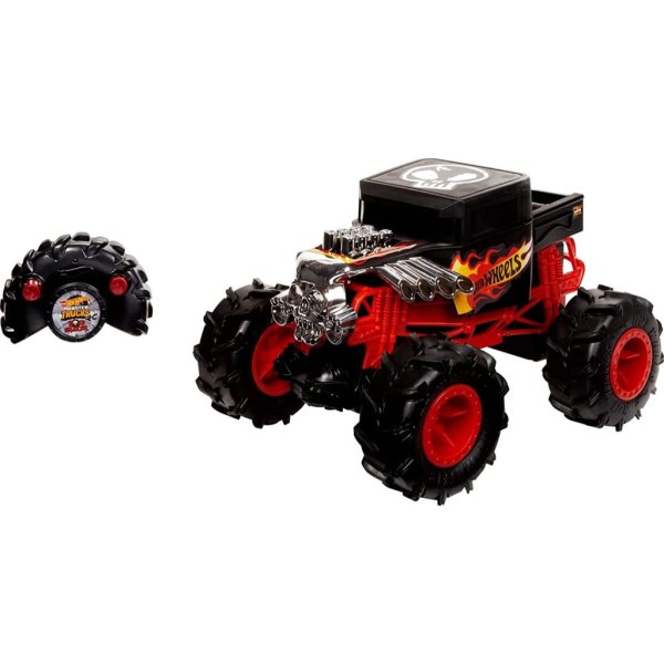 hot wheels rc monster trucks 1 15 scale bone shaker, 1 remote control toy truck with terrain action tires3