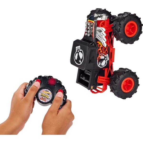 hot wheels rc monster trucks 1 15 scale bone shaker, 1 remote control toy truck with terrain action tires4