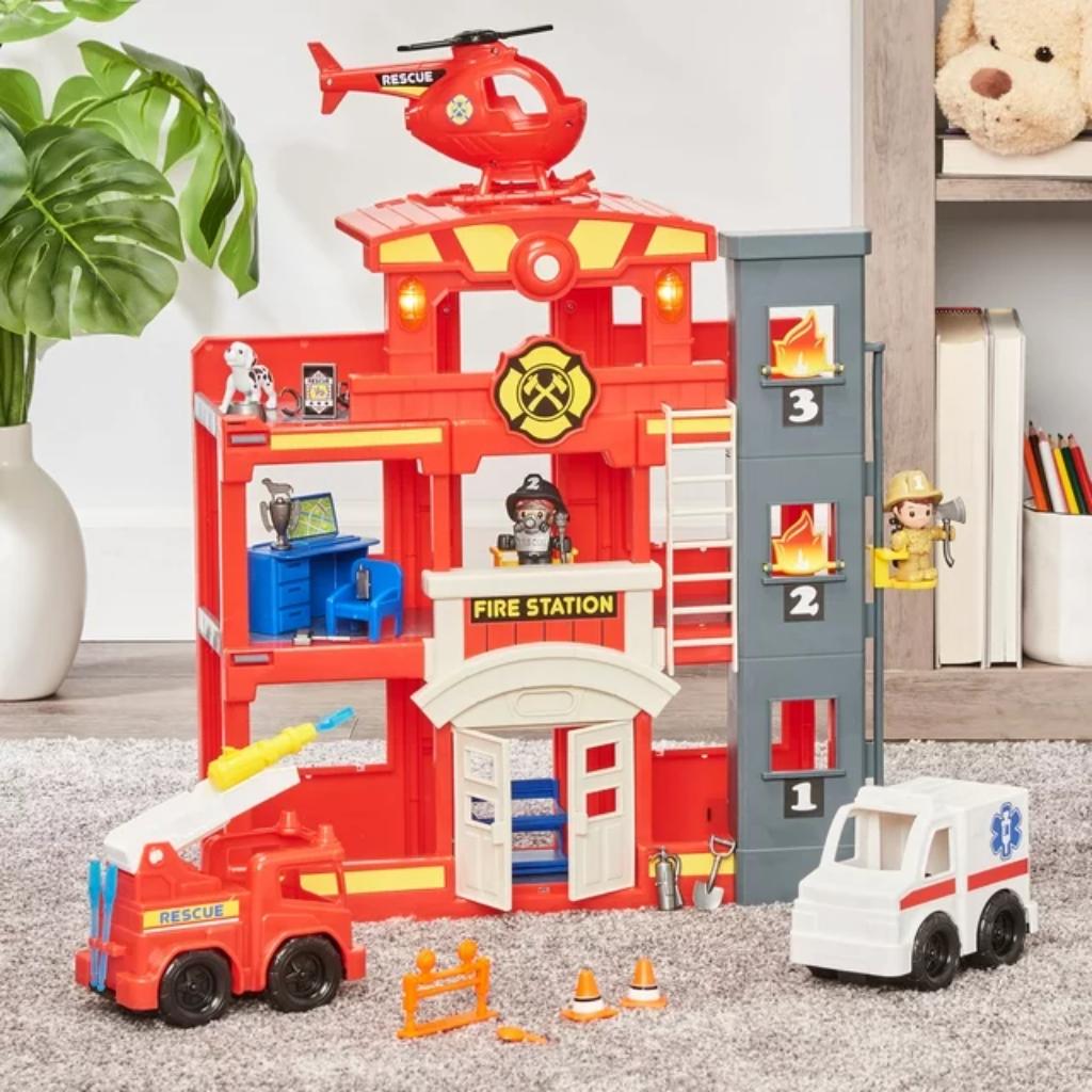 kid connection fire station emergency vehicle playset (31 pieces)1
