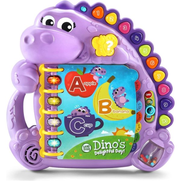 leapfrog dino's delightful day alphabet book, purple