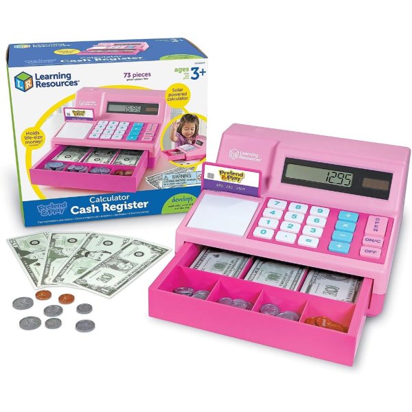learning resources pretend & play calculator cash register pink (1)