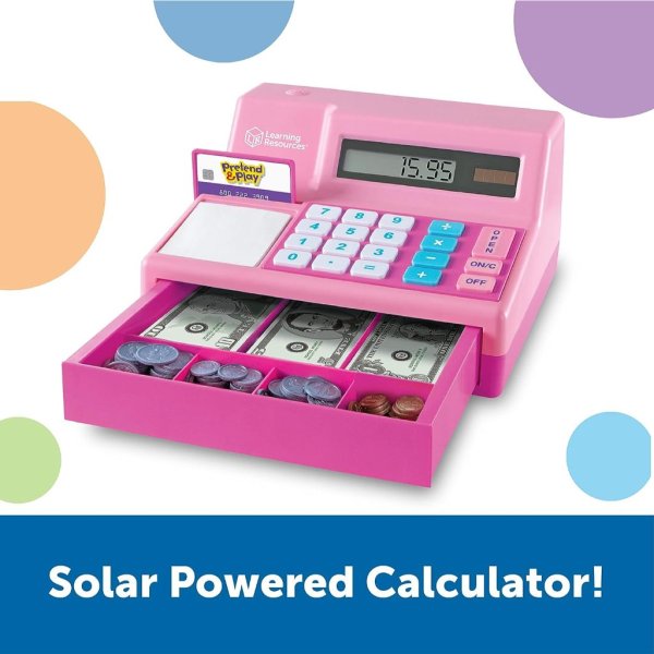learning resources pretend & play calculator cash register pink (2)