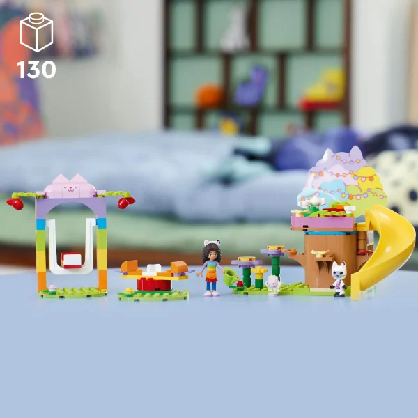 lego gabby's dollhouse kitty fairy’s garden party 10787 building toy with tree house, swing, slide, and merry go round, includes gabby and pandy paws, best christmas gift for kids ages 4+ (1)