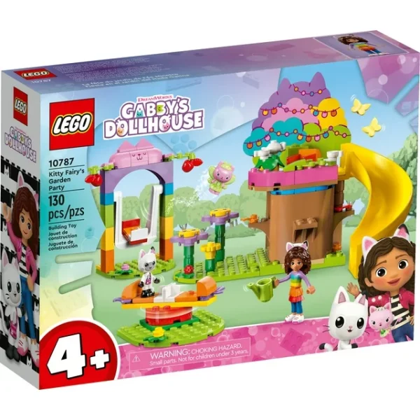lego gabby's dollhouse kitty fairy’s garden party 10787 building toy with tree house, swing, slide, and merry go round, includes gabby and pandy paws, best christmas gift for kids ages 4+ (2)