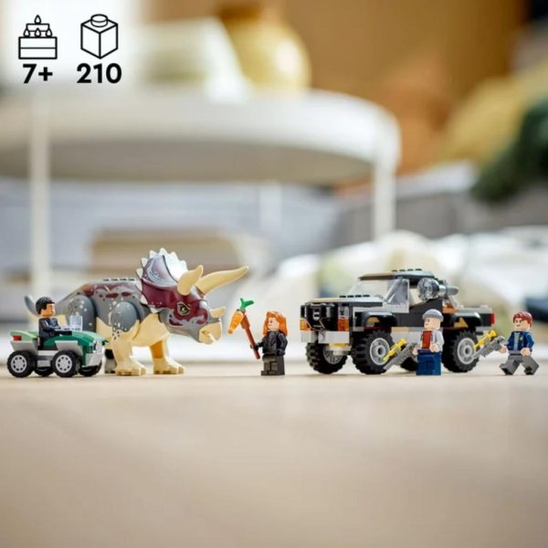 lego jurassic world dominion triceratops dinosaur pickup truck ambush 76950 (210 pieces)2