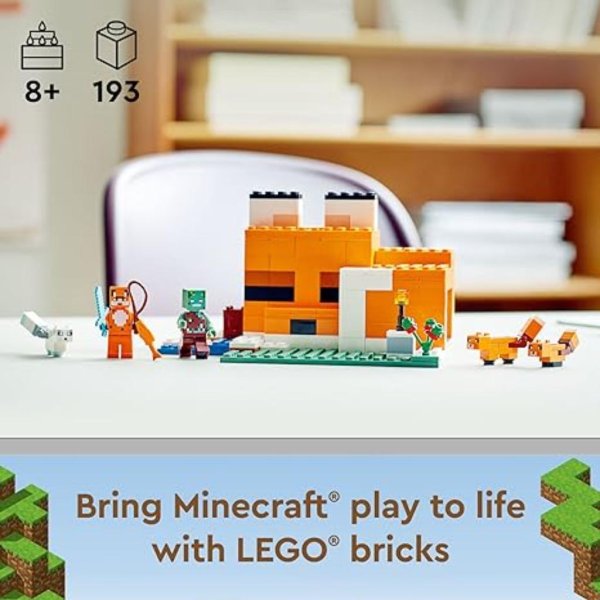 lego minecraft the fox lodge house 21178 animal toys with drowned zombie figure1