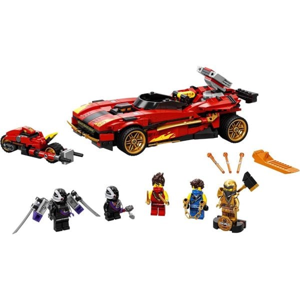 lego ninjago legacy x 1 ninja charger 71737 ninja toy building kit featuring motorcycle and collectible minifigures, (1)