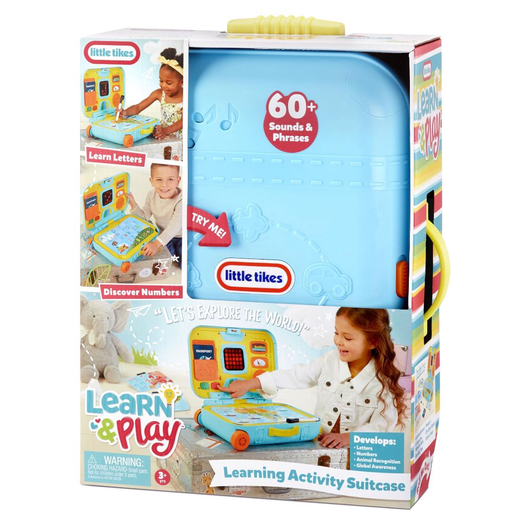 little tikes learning activity suitcase roll and go interactive lcd screen with music songs sounds travel phrases to develop letters numbers shapes and roleplay for children kids boys girls ages 3+6
