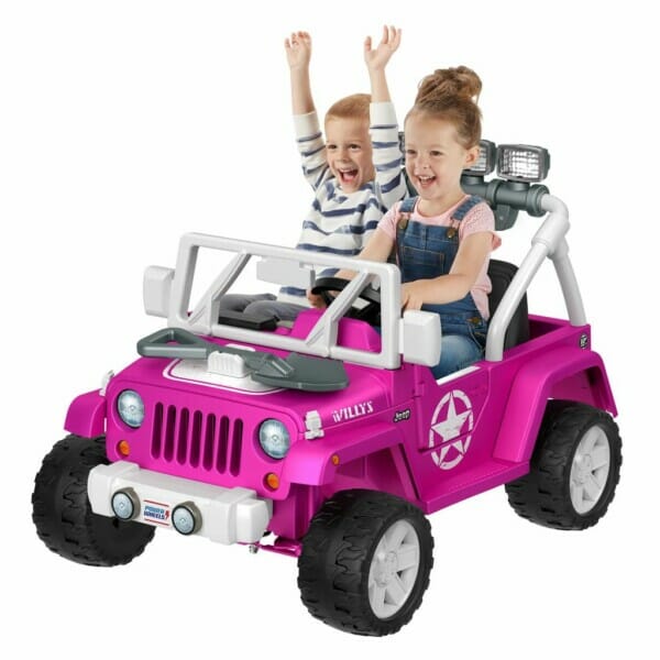 power wheels jeep wrangler willys pink ride on 12v vehicle (4)