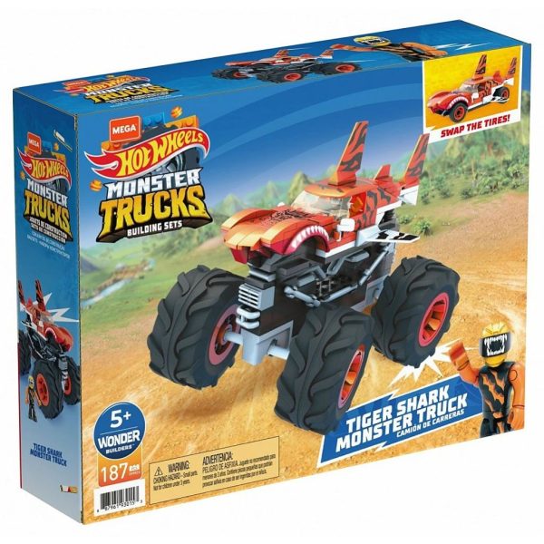 hot wheels mega construx tiger shark monster truck