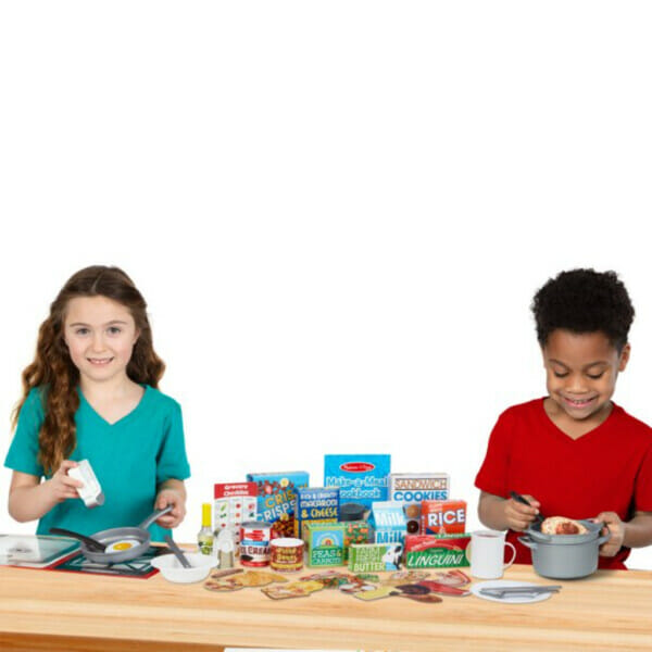 melissa & doug deluxe kitchen collection cooking & play food set 58 pieces (1)