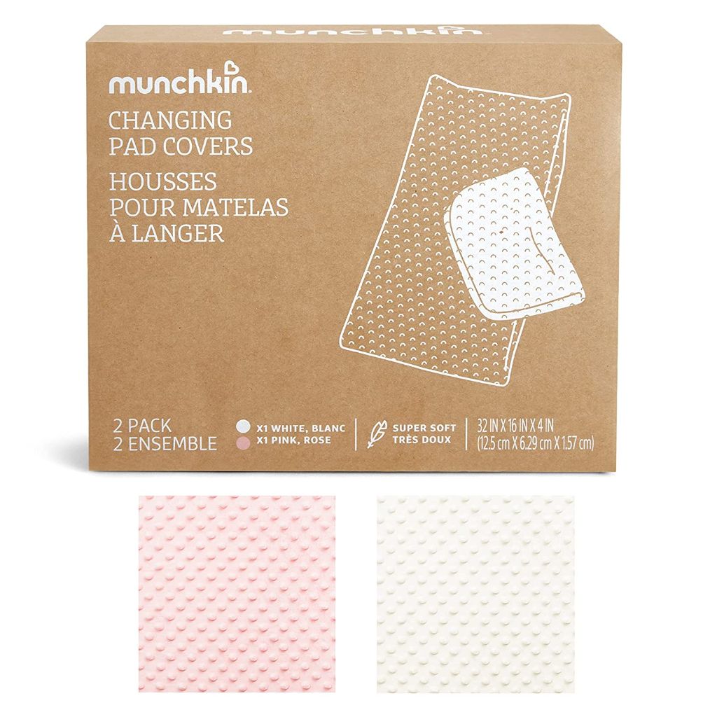 munchkin® diaper changing pad covers, 2 pack, pink, white3