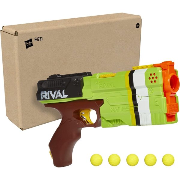 nerf rival kronos xviii 500 blaster, breech load, 5 rival rounds, spring action, 90 fps velocity, green color design (4)