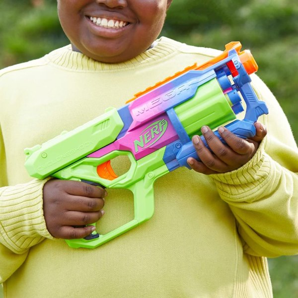 nerf mega cycloneshock toy blaster, cybershock color style, 6 dart drum, 6 nerf accustrike mega darts7