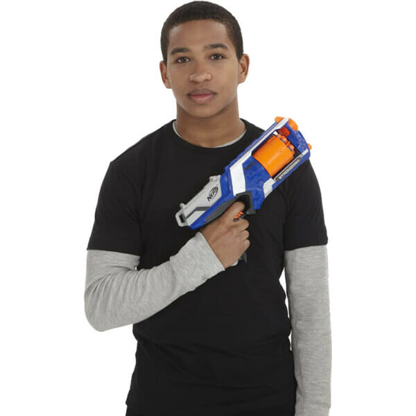 nerf n strike elite strongarm toy blaster with rotating barrel, slam fire bluewhite (2)