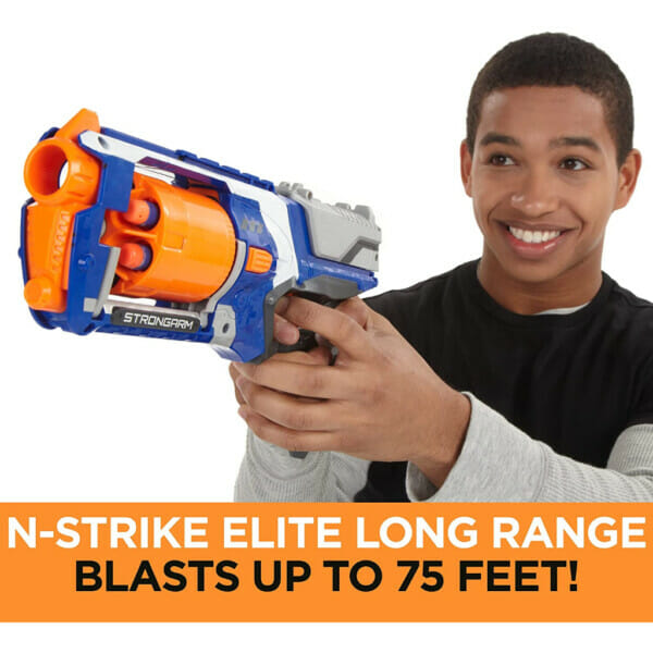 nerf n strike elite strongarm toy blaster with rotating barrel, slam fire bluewhite (5)
