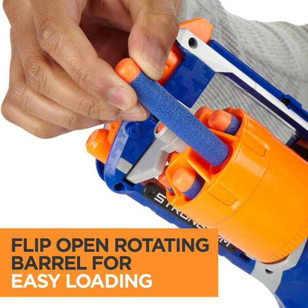 nerf n strike elite strongarm toy blaster with rotating barrel, slam fire bluewhite (6)