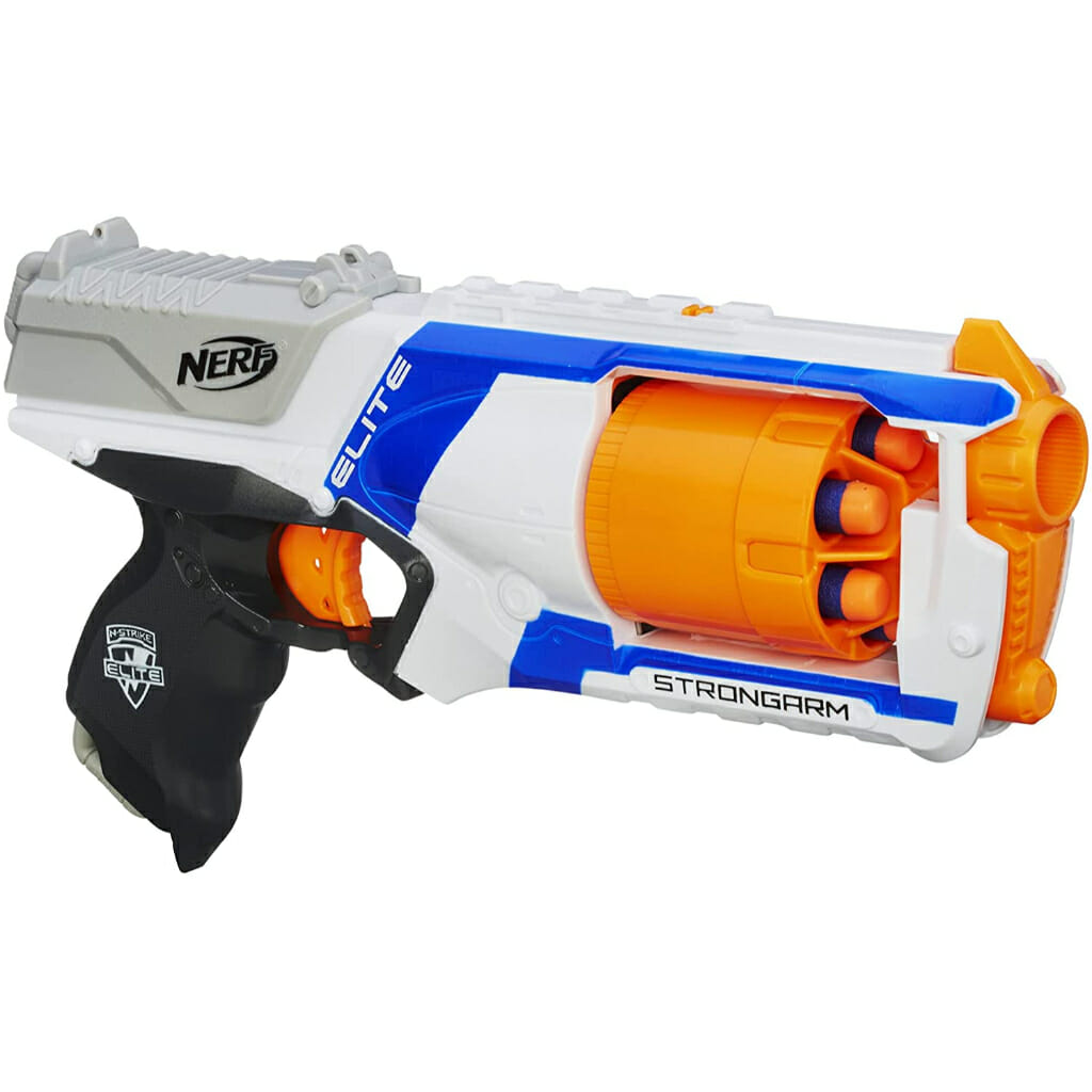 nerf n strike elite strongarm toy blaster with rotating barrel, slam fire bluewhite (7)