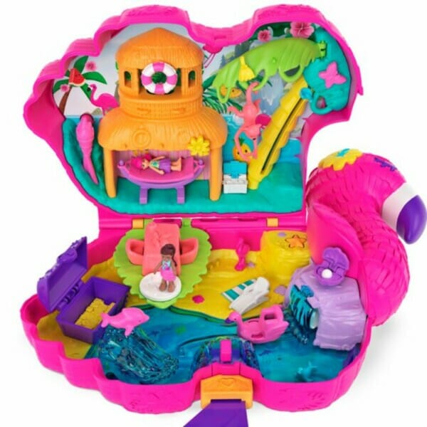 polly pocket flamingo party doll playset, 26 pieces 2