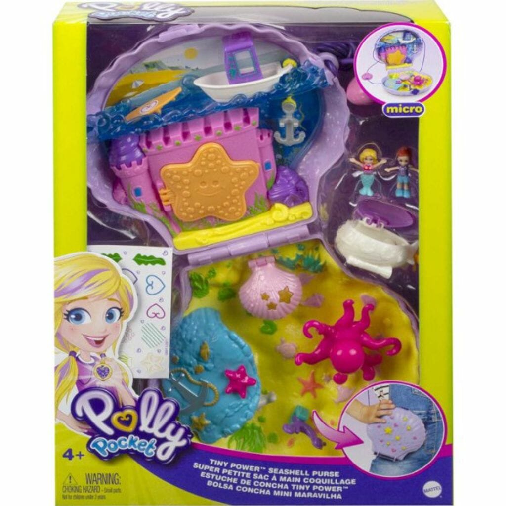 polly pocket tiny power seashell purse compact with wearable strap (7)