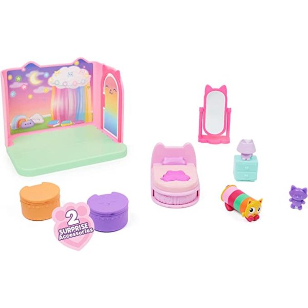 gabby's dollhouse, sweet dreams bedroom with pillow cat figure and 3 accessories, 3 furniture and 2 deliveries (3)