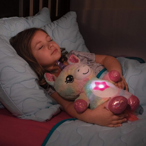 ontel star belly dream lites, stuffed animal night light, white unicorn (3)