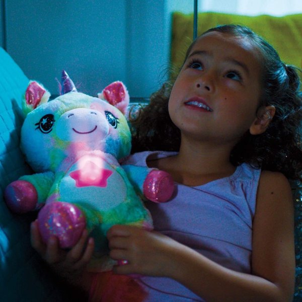 ontel star belly dream lites, stuffed animal night light, white unicorn (4)