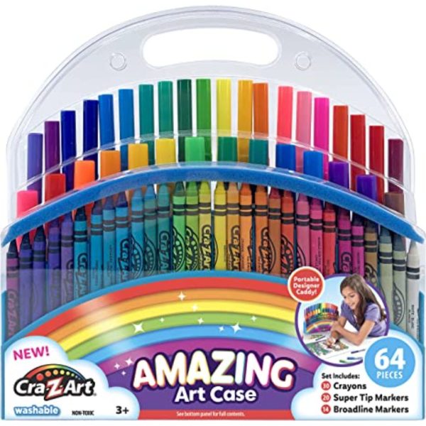cra z art 64pc amazing art case featuring crayons and markers 1