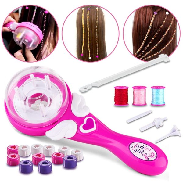 marbe electric hair braider,hair styling diy convenient twist braid hair braiding tool for girl's headdress pink 2