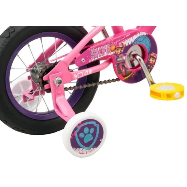nickelodeon paw patrol skye kids bike for girls, 12 inch wheels, magenta —6
