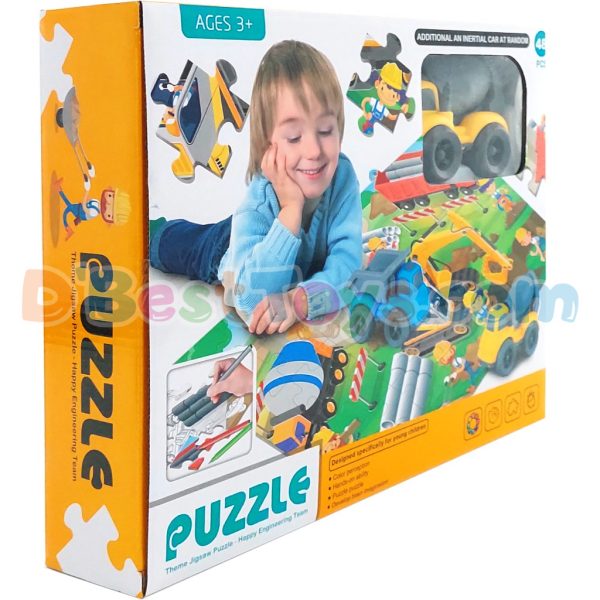 jigsaw puzzle happy engineering team with car 48 pcs2