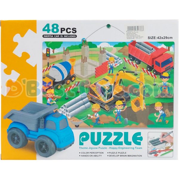 jigsaw puzzle happy engineering team with car 48 pcs3