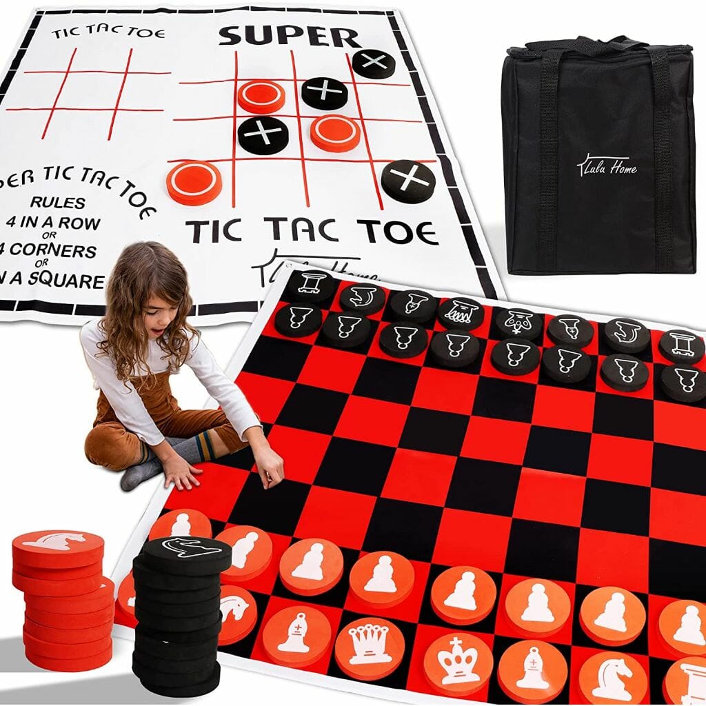 lulu home 4 in 1 jumbo checkers board game