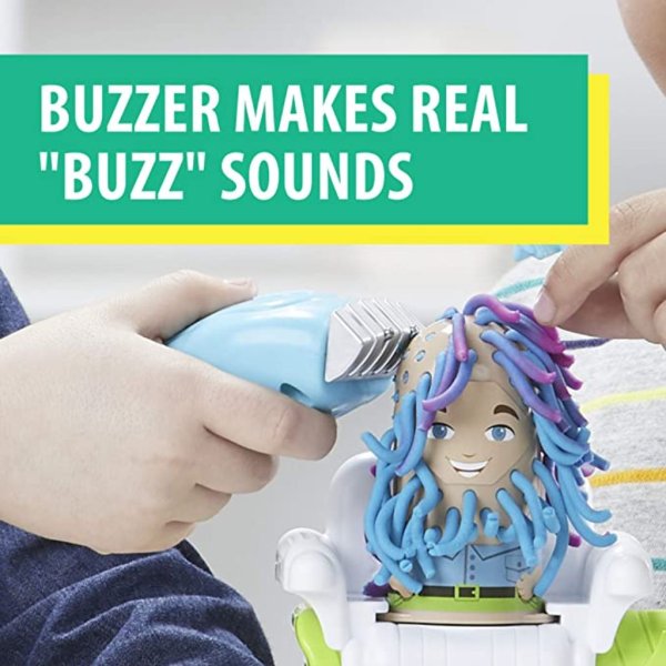 play doh buzz 'n cut fuzzy pumper barber shop toy with electric buzzer (5)