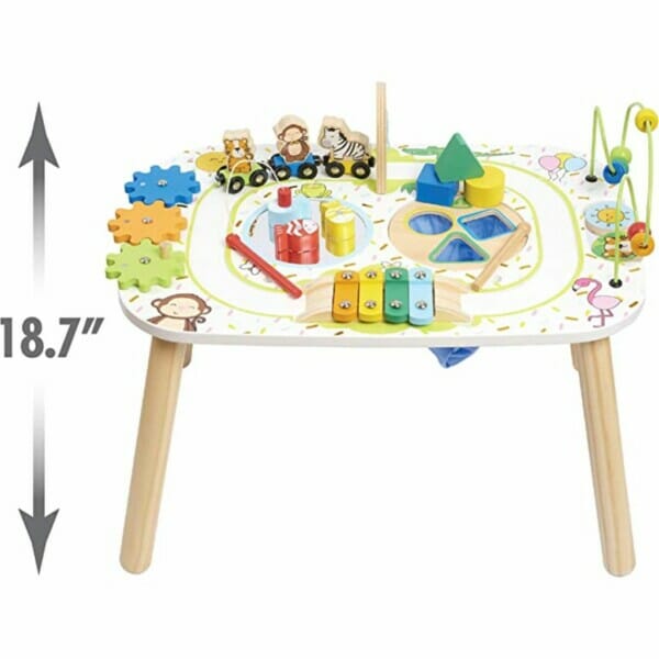 early learning centre wooden activity train table, hand eye coordination training and fine motor skills toys for 2 year old 4