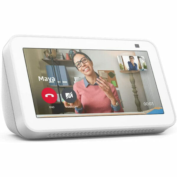 echo show 5 (2nd gen, 2021 release) smart display with alexa and 2 mp camera glacier white2