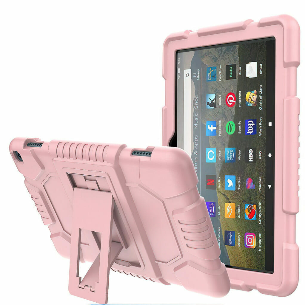 fire hd 8″ tablet case (rubber with plastic stand) – light pink1