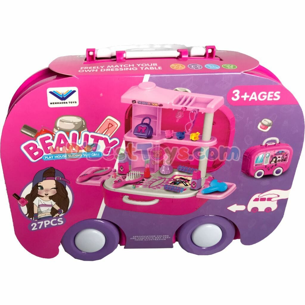 beauty play house sliding suitcase pink1