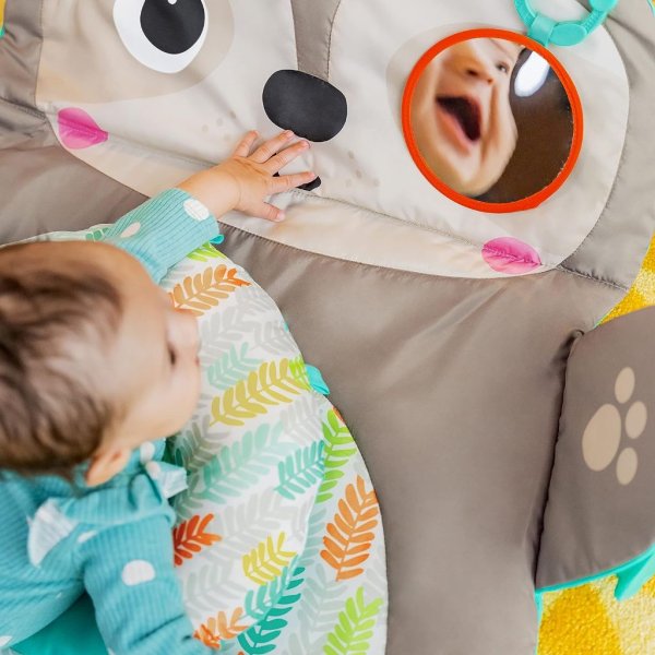 bright starts tummy time prop & play baby activity mat with support pillow & taggies – sloth 3