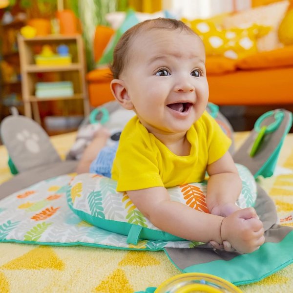 bright starts tummy time prop & play baby activity mat with support pillow & taggies – sloth 5