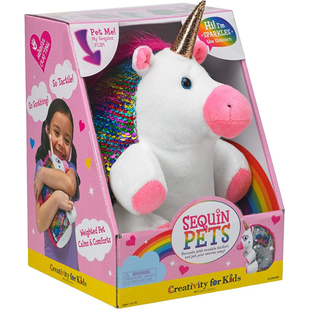 creativity for kids sequin pets stuffed animal sparkles the unicorn plush toy