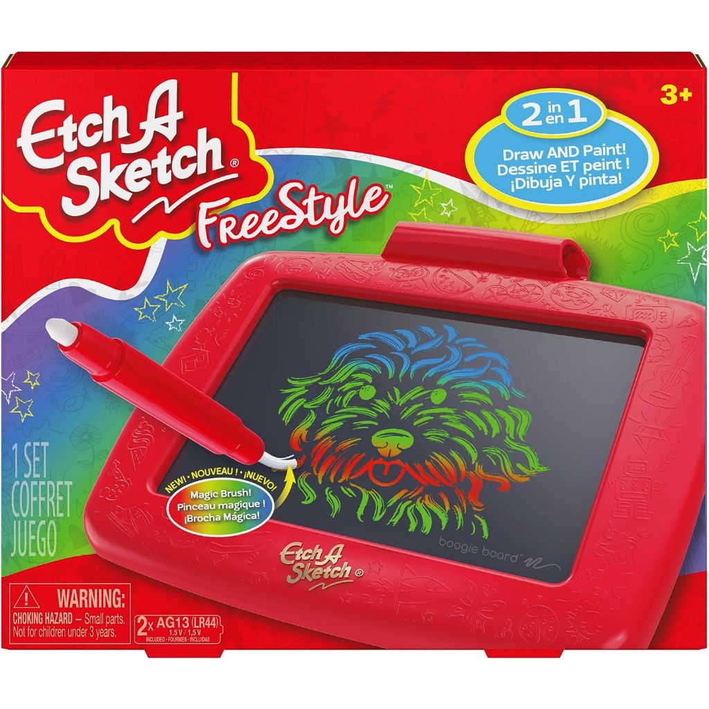 etch a sketch freestyle, drawing tablet with 2 in 1 stylus pen and paintbrush, magic screen1